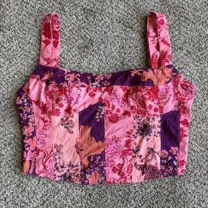 Free People Pink and Purple Floral Crop Top